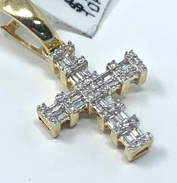10K 0.25CT Yellow Gold Box Cross Pendant Charm