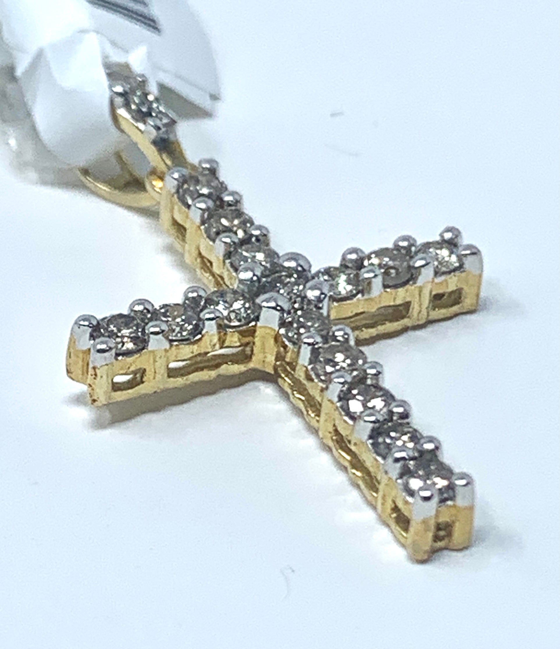 10K 0.50CT Yellow Gold Cross Pendant Charm