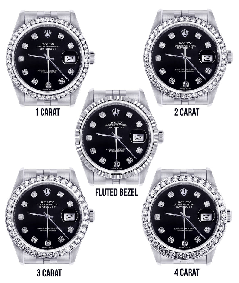 [Personalizable] Rolex Datejust de segunda mano 36 mm Bisel de diamante de acero inoxidable de 3 quilates