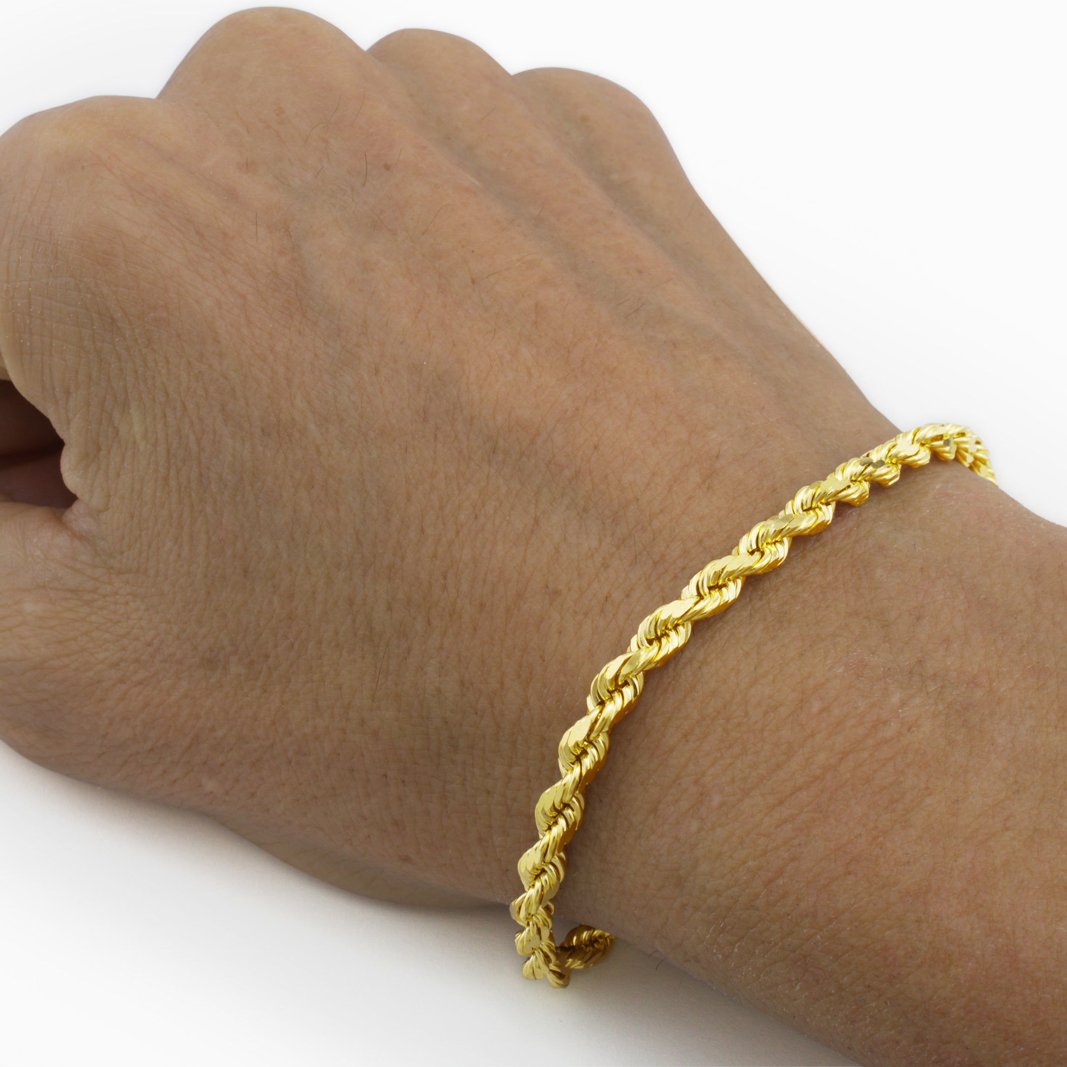 Chic 10K 1.5mm Solid Rope Bracelet | Delicate and Dazzling